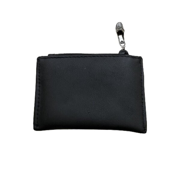 Brighton Black Leather Brown Trim Heart Coin Purse Wallet Zip Pouch - Picture 2 of 4